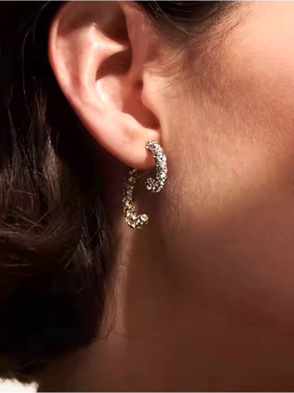 UNIQUE Pave Crystal Encrusted Convertible Mini Luna Earrings Demarson STYLE AU18